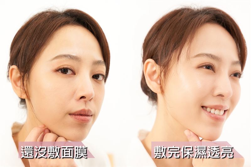 「專科水磁鐵面膜」讓勇兔敷後肌膚保濕透亮，拍戲過程中一不小心就用光面膜。（圖／翻攝自勇兔FB）