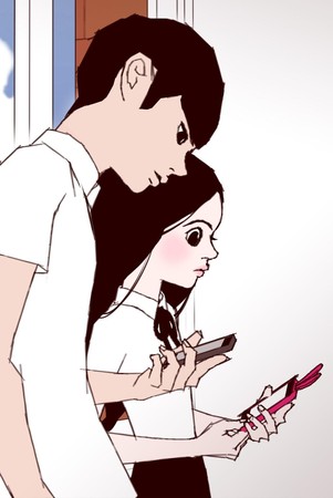 《喜歡的話請響鈴》以現代智慧型手機為題材,是韓國當紅人氣網路漫畫。(翻攝自Daum網站)
