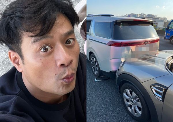 ▲林佑星車子在高速公路被追撞。（圖／林佑星提供）